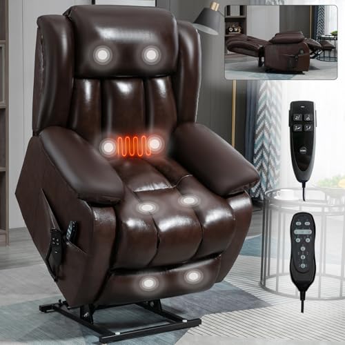 Black Leather Dual Motor Power Lift Recliner Chair L73368