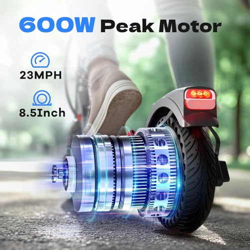 Electric Scooter with 10" Tires, 600W Peak Motor, 22 MPH Speed, 30 Miles Range, Dual Brakes, LCD Display X4914