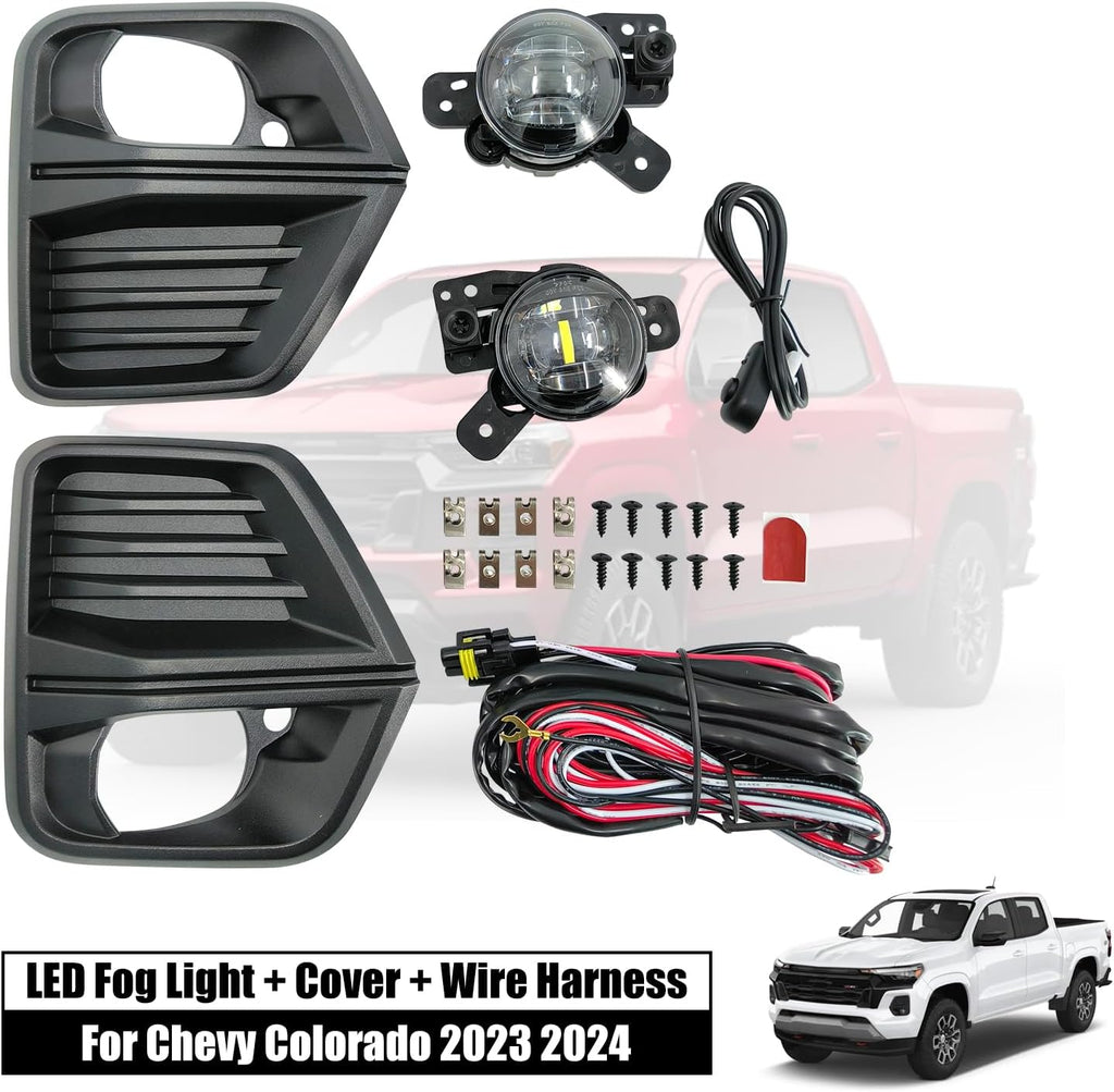 Front Fog Light Assembly with Bezel Cover and Harness for Chevy Colorado 2023 2024 K889