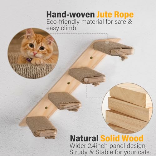 2 Pack 4 Steps Cat Wall Shelves with Sisal Rope V6871
