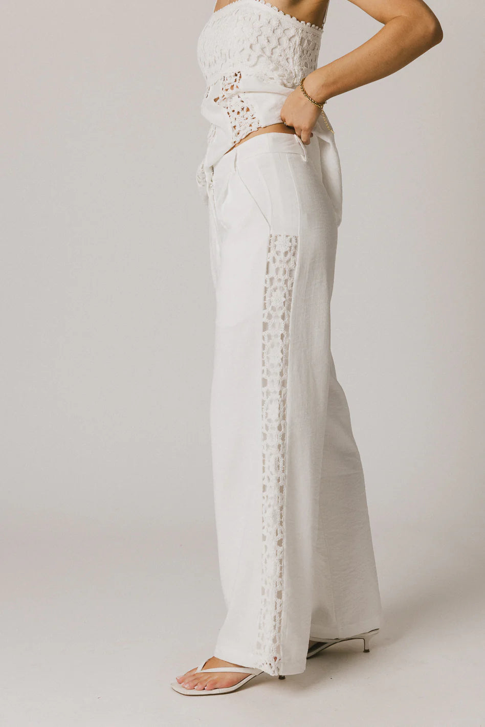 White Crochet Pants R176605