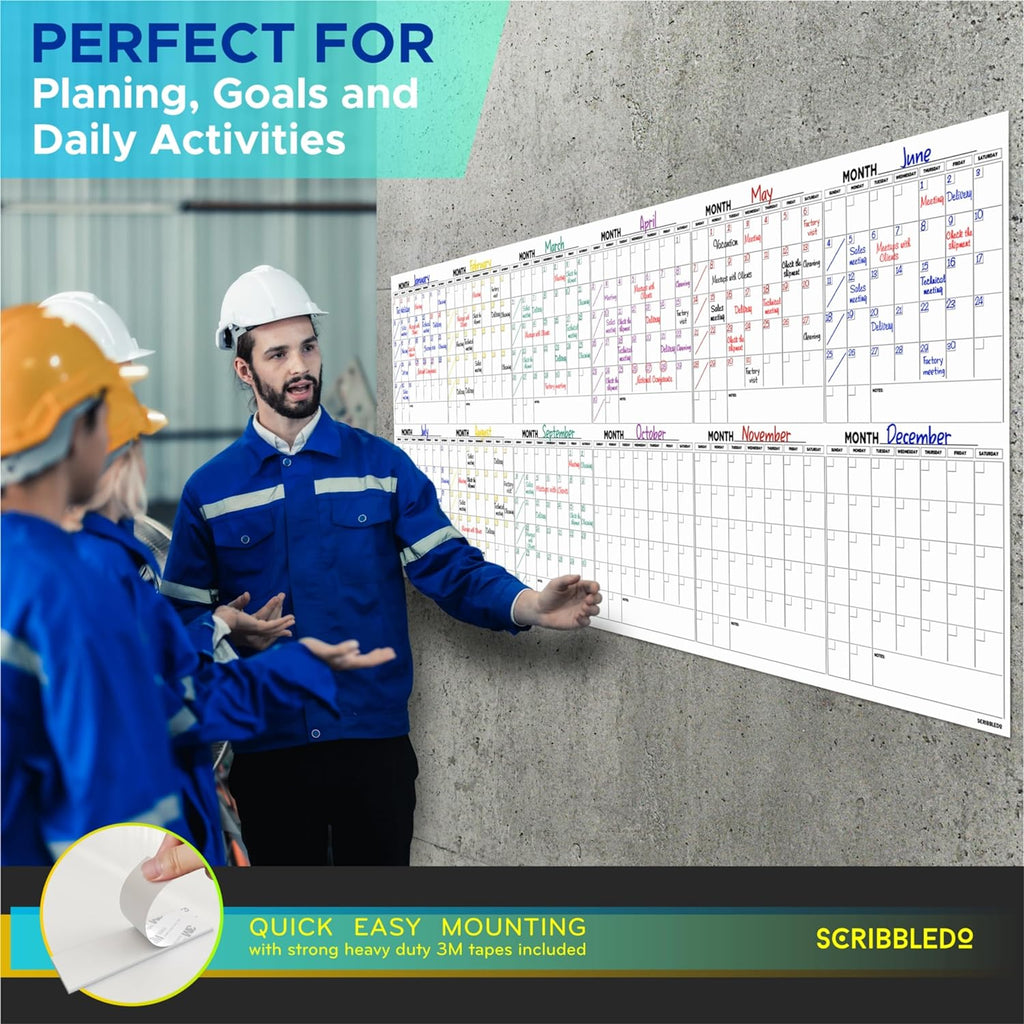 100"x36" White Board Calendar Dry Erase Wall Calendar X207331