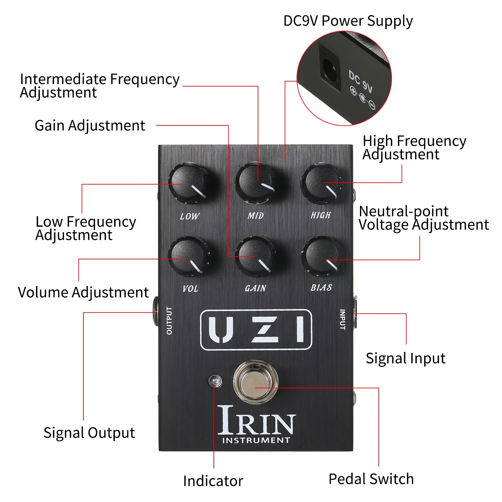 Guitar Heavy Distortion Effect Simulator Pedal R6623