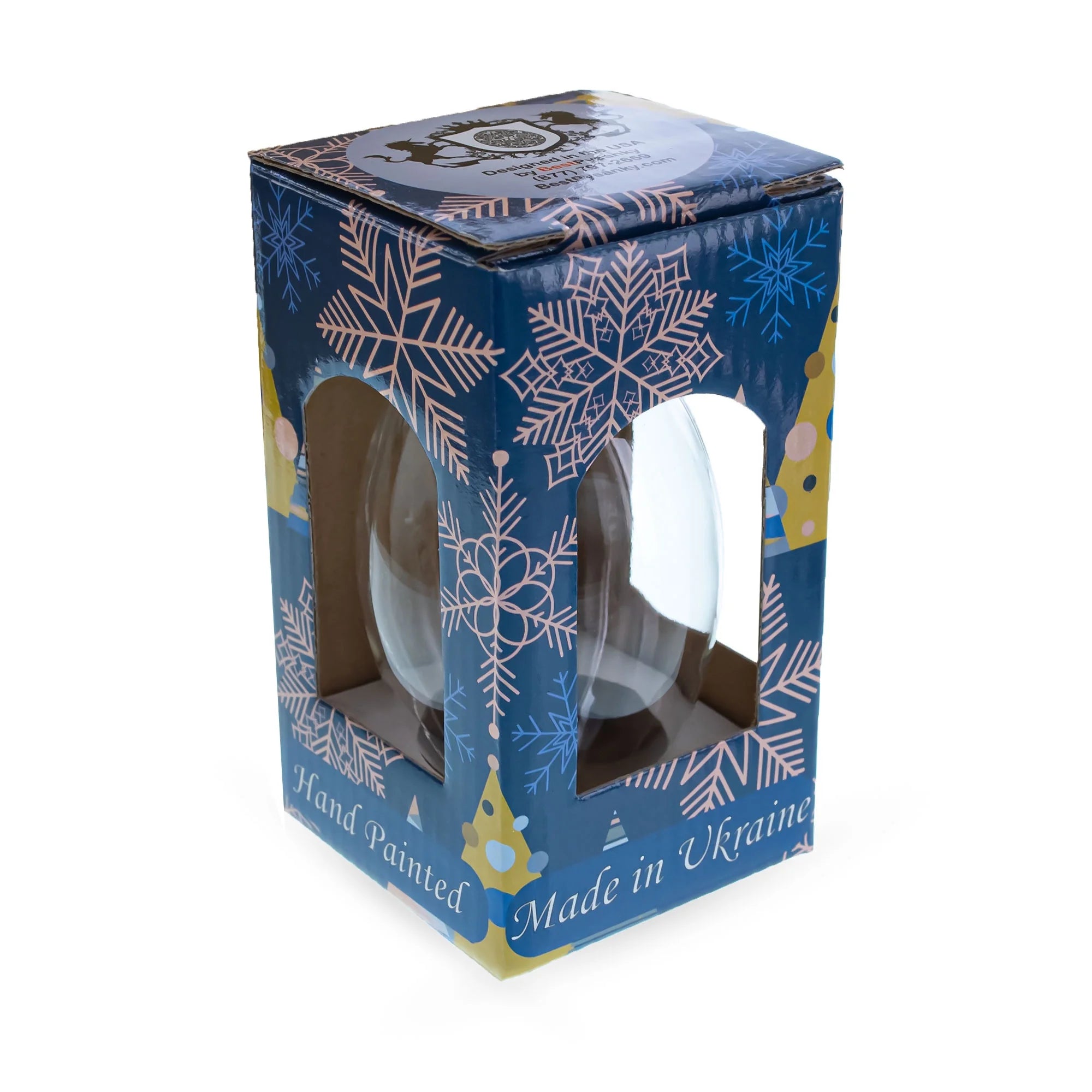 Blue Enamel Egg Glass Ornament 4 Inches Y74335