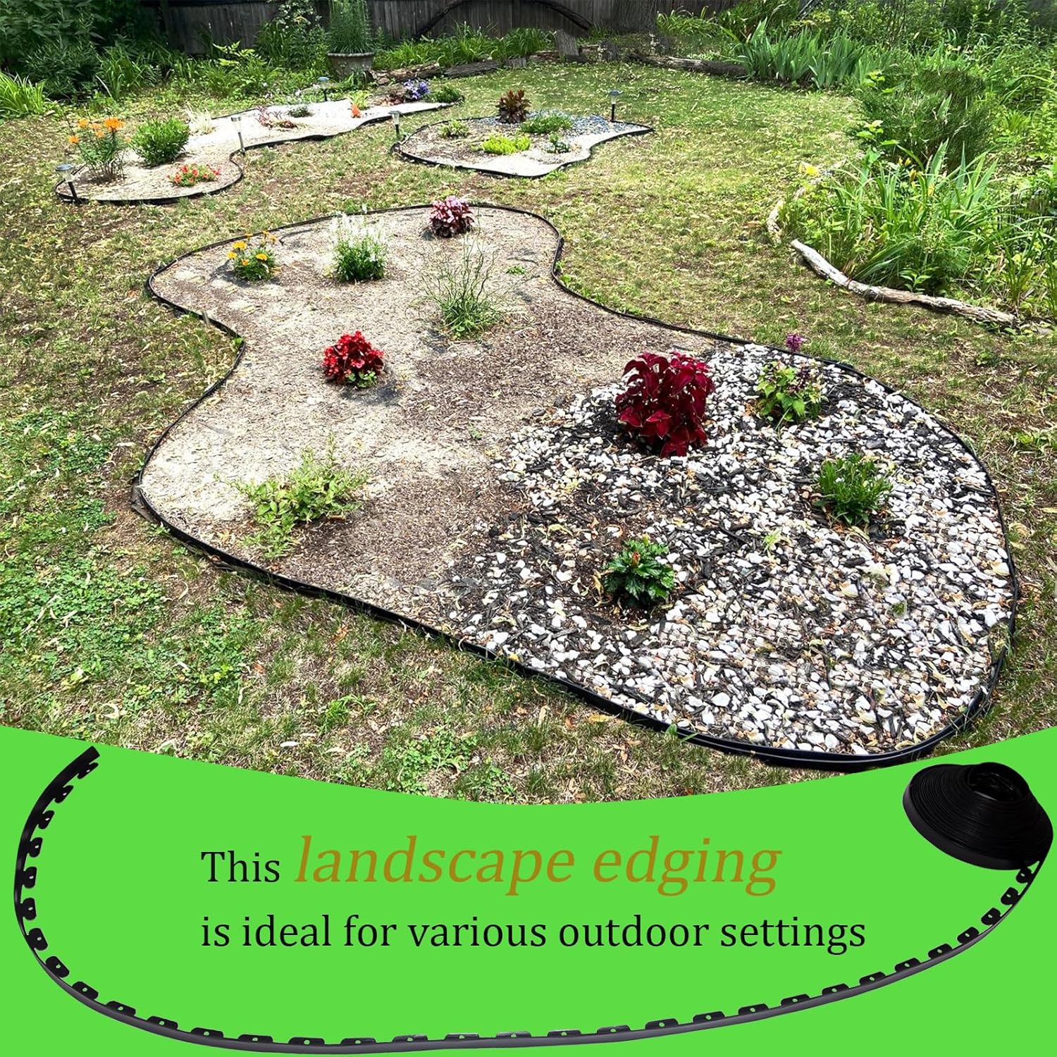 Black 100FT Landscape Edging Kit with 32 Anchoring Stakes O9102