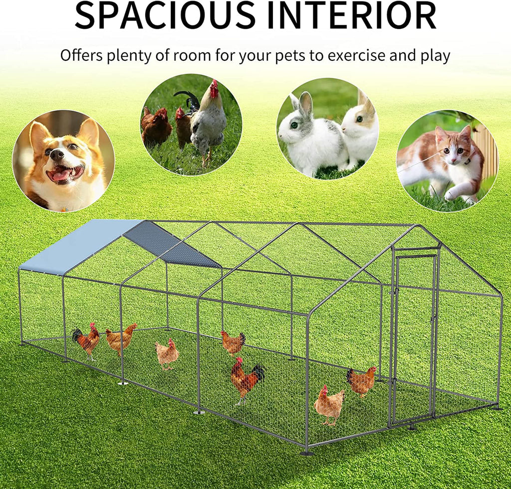 Large Metal Chicken Coop with Waterproof Anti-Ultraviolet Cover B570399