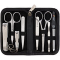 8 piece manicure pedicure grooming kit set synthetic leather case white D334969