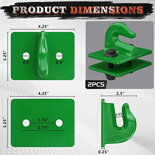 3/8" Forged Steel Bolt On Grab Hook with Backer Plate, Green P36409
