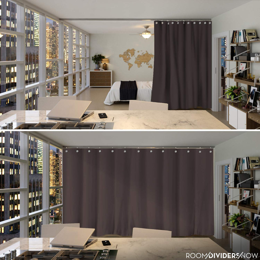 Dark Chocolate Ceiling Track Room Divider Kit, 8ft Tall x 9ft - 12ft Wide R39353