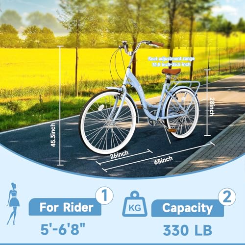 Pink & Blue 26 Inch 7 Speed Beach Cruiser Bike T183