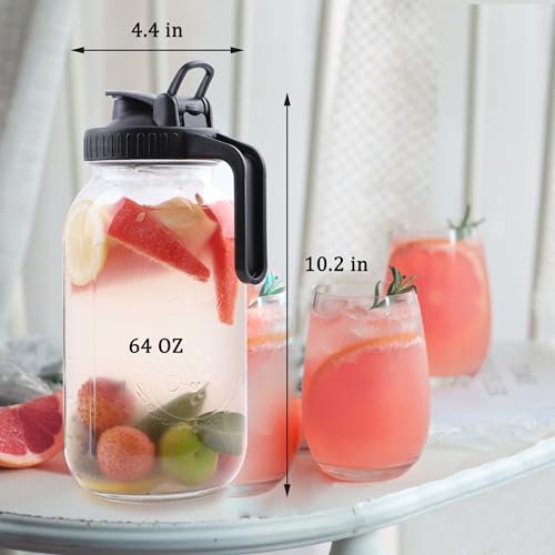 64 OZ Glass Pitcher With Pour Spout Lids C70345