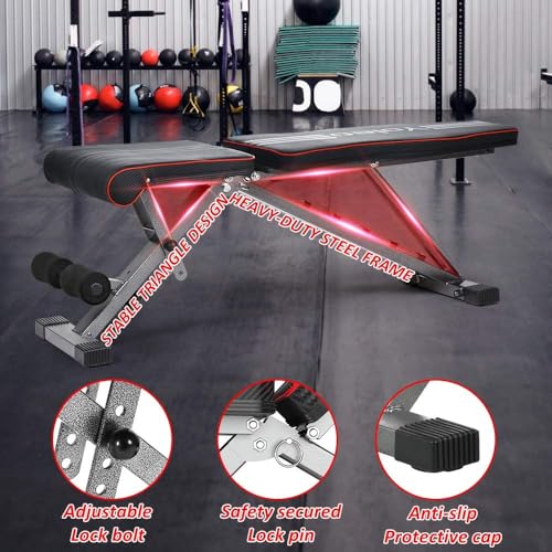 Adjustable Weight Bench, Foldable Folding Bench 330 lbs Capacity, Decline Incline Flat G365483