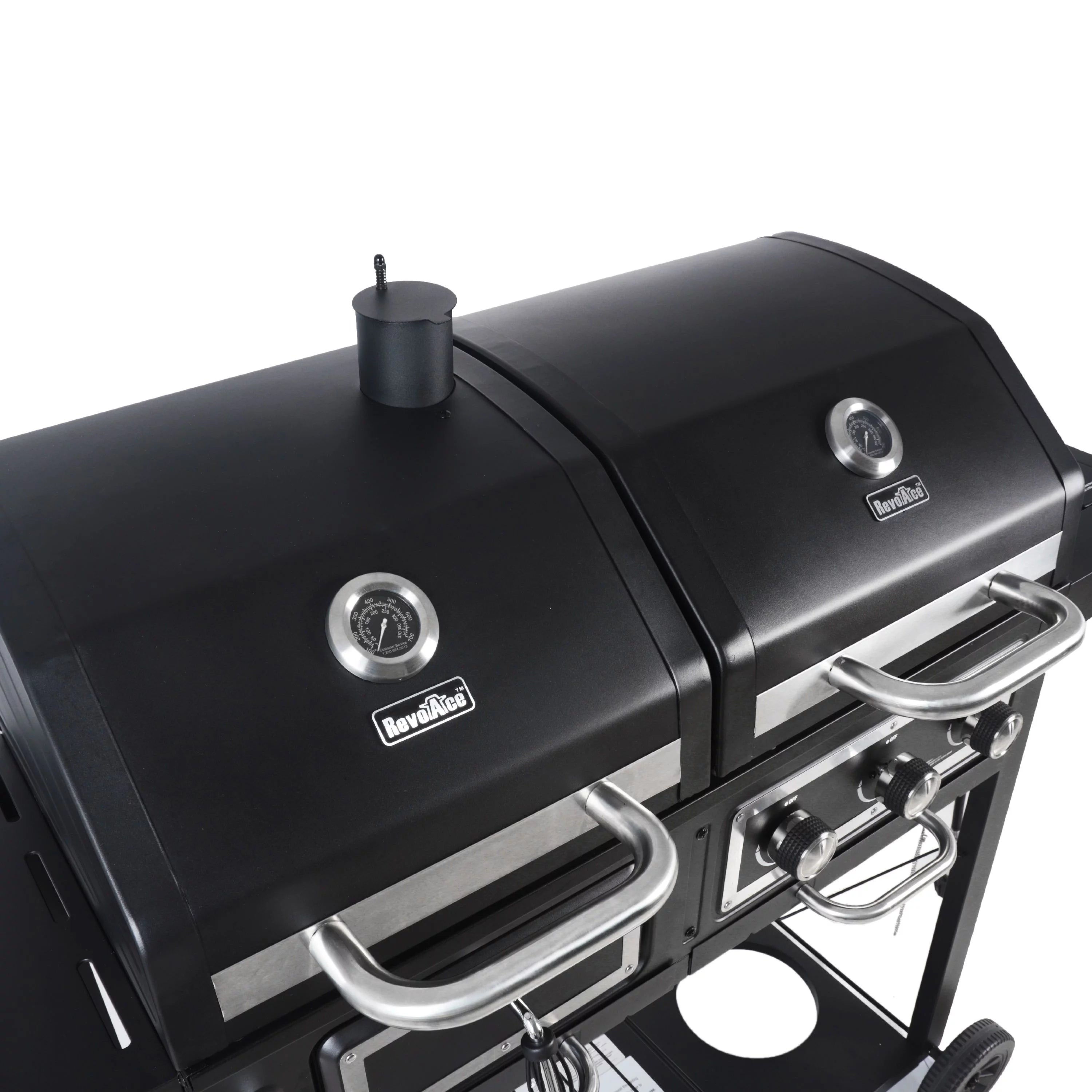 Dual Fuel Gas & Charcoal Combo Grill, Black with Stainless F107448