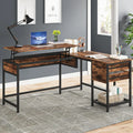 L-Shaped 59" Computer Desk with Drawers Corner Desk with Lift Top S808114