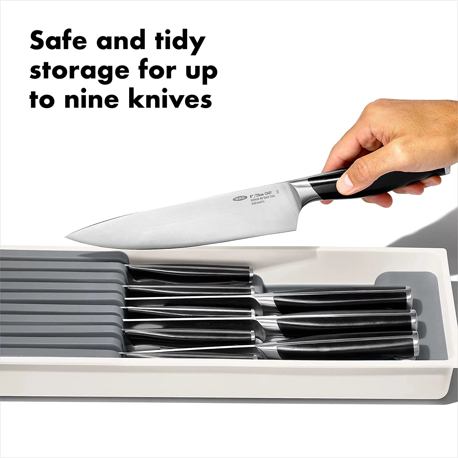 Compact Knife Drawer Organizer White B358