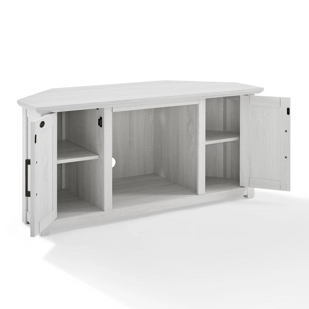 Whitewash Wood Corner TV Stand with Fireplace G522609