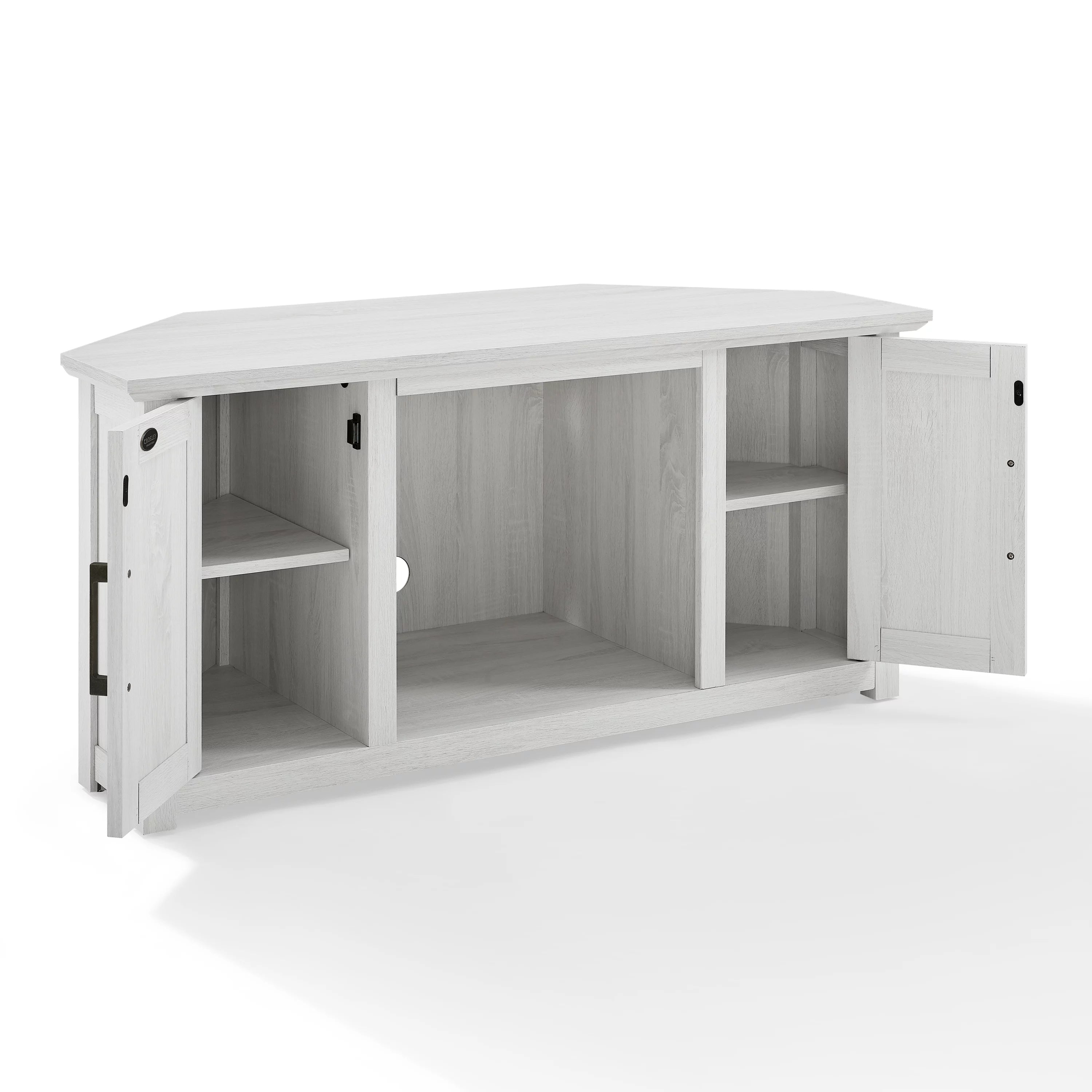 Whitewash Wood Corner TV Stand with Fireplace G522609