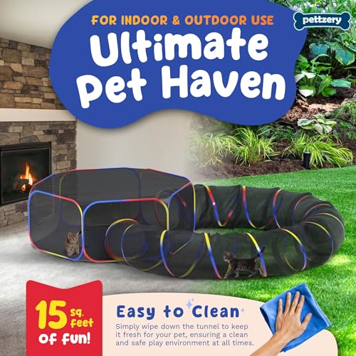 Outdoor Cat Enclosure - Portable Catio Playground Tent & Tunnels H5160