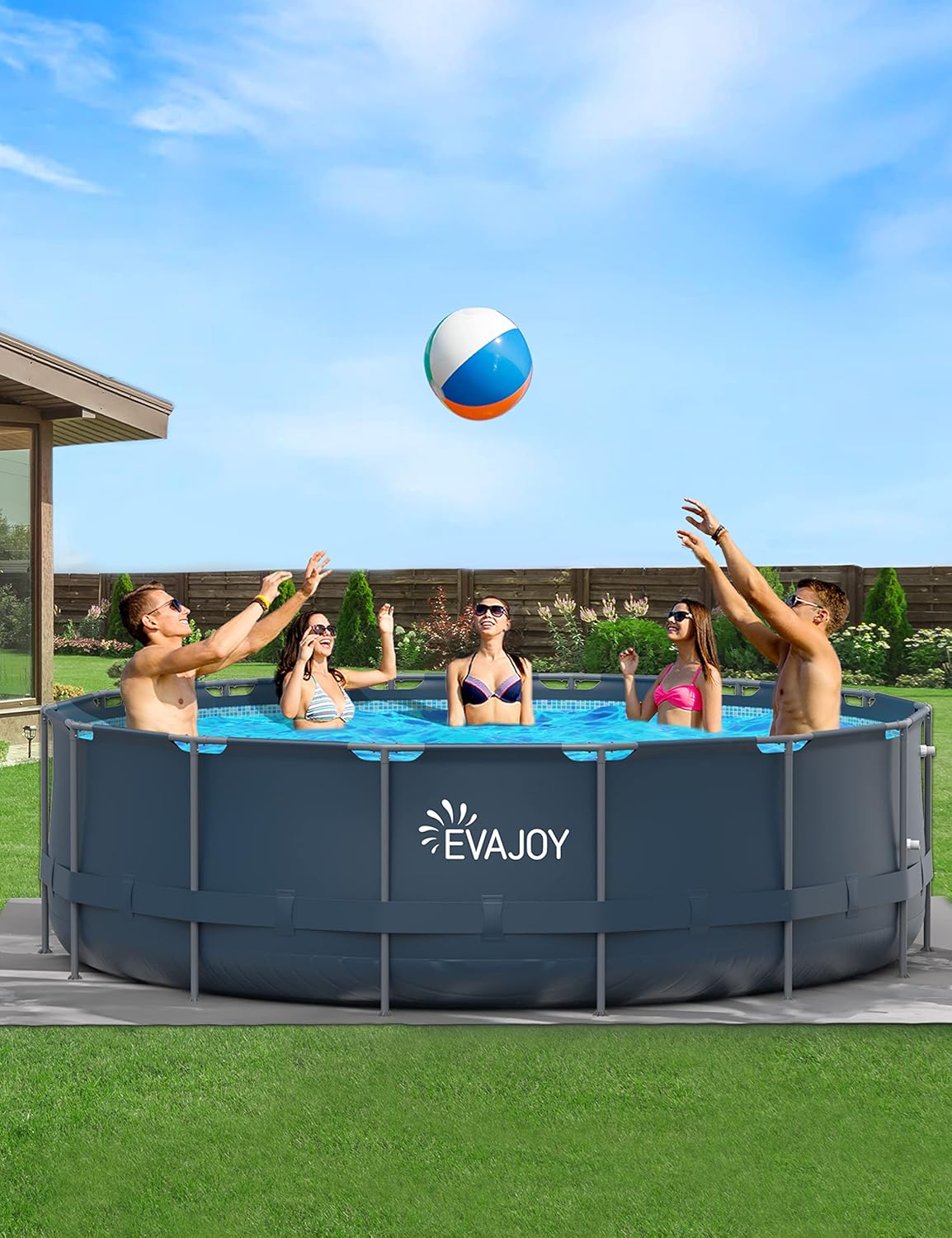 16ft x 48in Round Above Ground Metal Frame Swimming Pool Set with Sand Filter Pump S348