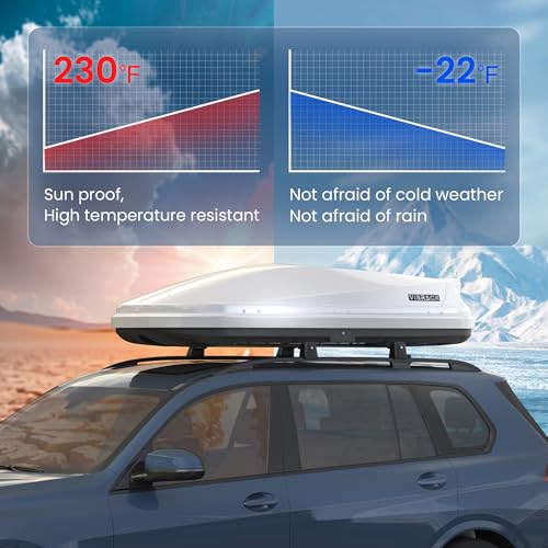 White 21 Cubic Feet Rooftop Cargo Box Carrier with Dual Side Opening Z981