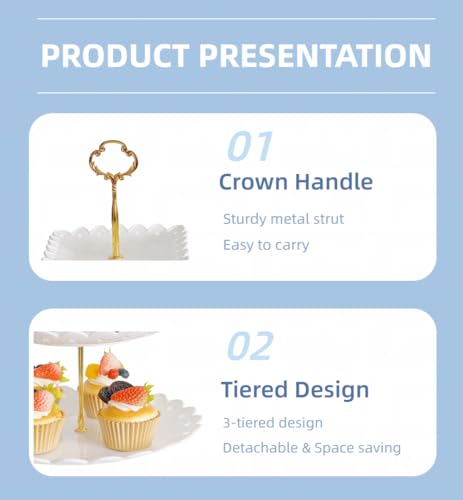 2 Pack White 3 Tier Plastic Dessert Cupcake Stand Z3571