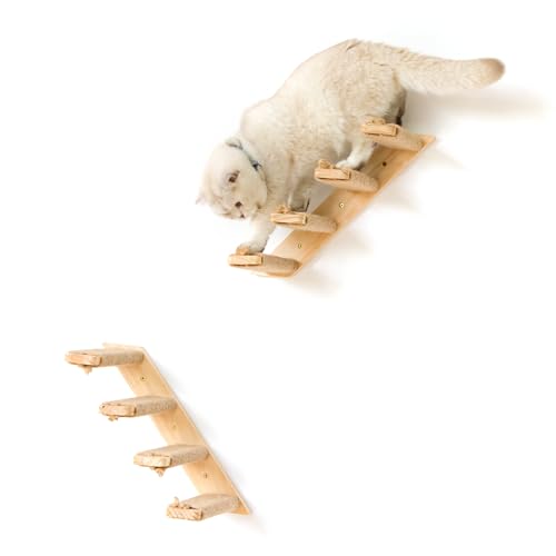 2 Pack 4 Steps Cat Wall Shelves with Sisal Rope V6871