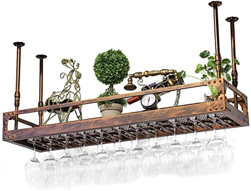 Bronze Metal Wall-Mounted Wine Glass Rack, 80x35cm B72469