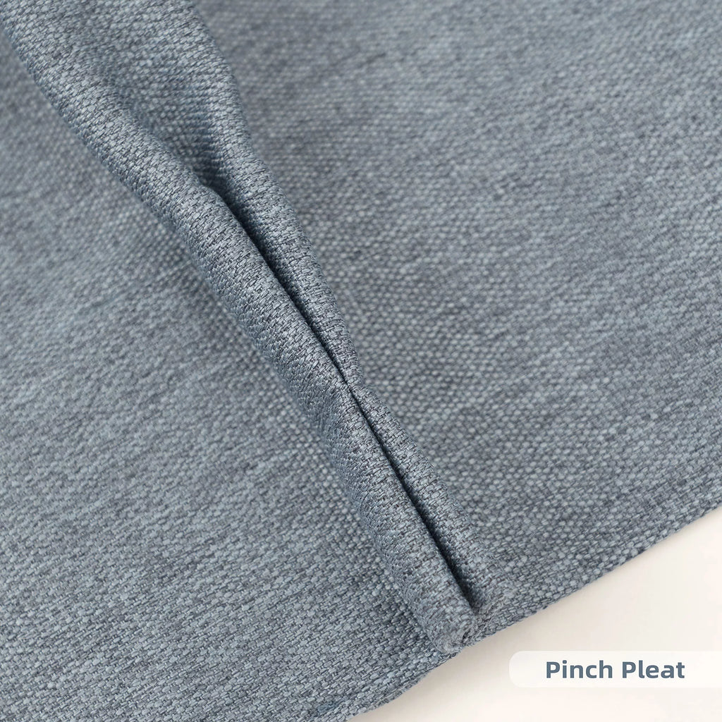 Dusty Blue Faux Linen Blackout Curtains 84 Inches 2 Panels G58095
