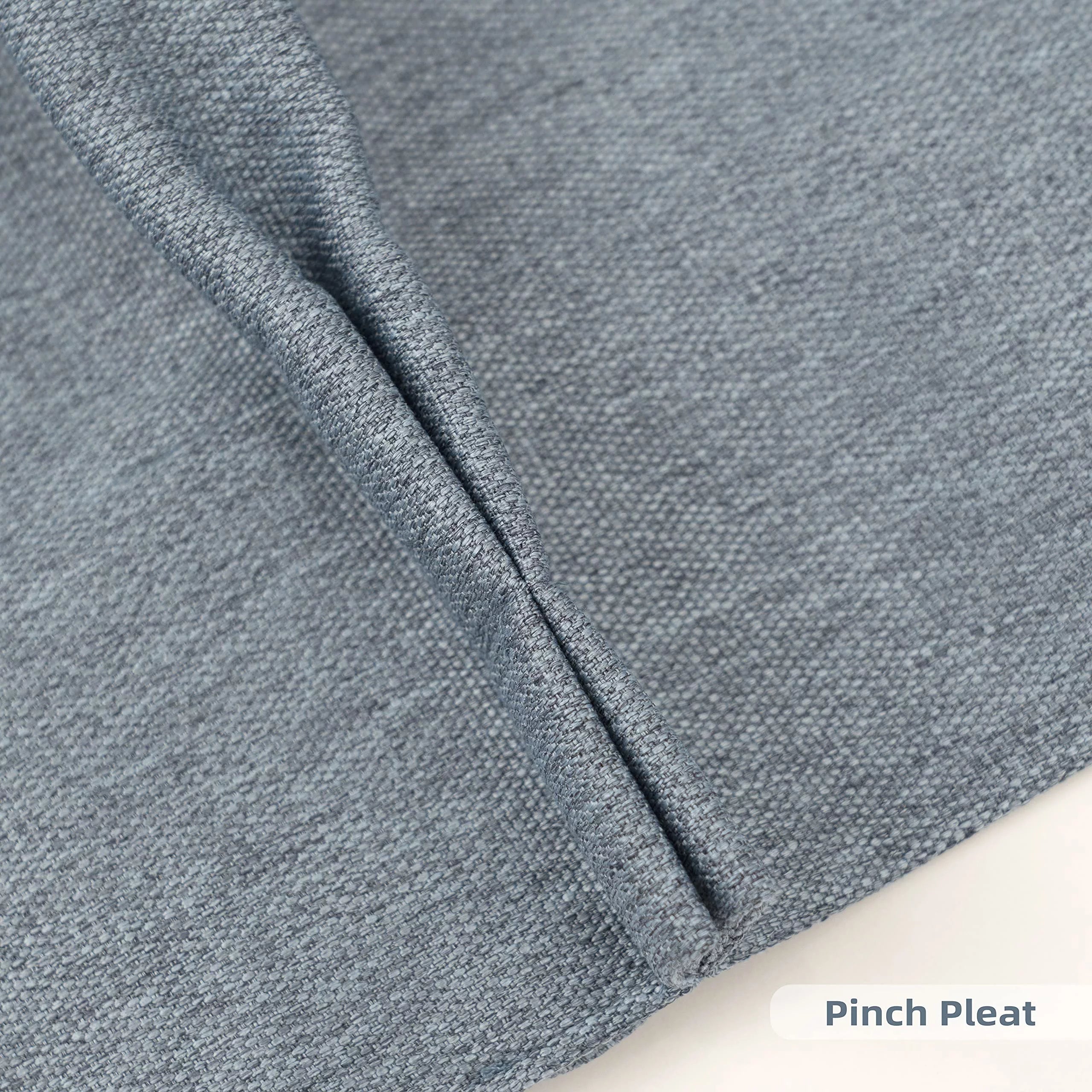 Dusty Blue Faux Linen Blackout Curtains 84 Inches 2 Panels G58095