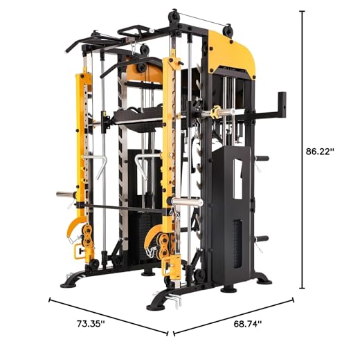 Smith Machine with Lever Arms Pulley Ratio 2:1 Squat Rack Pull Up Bar C56123