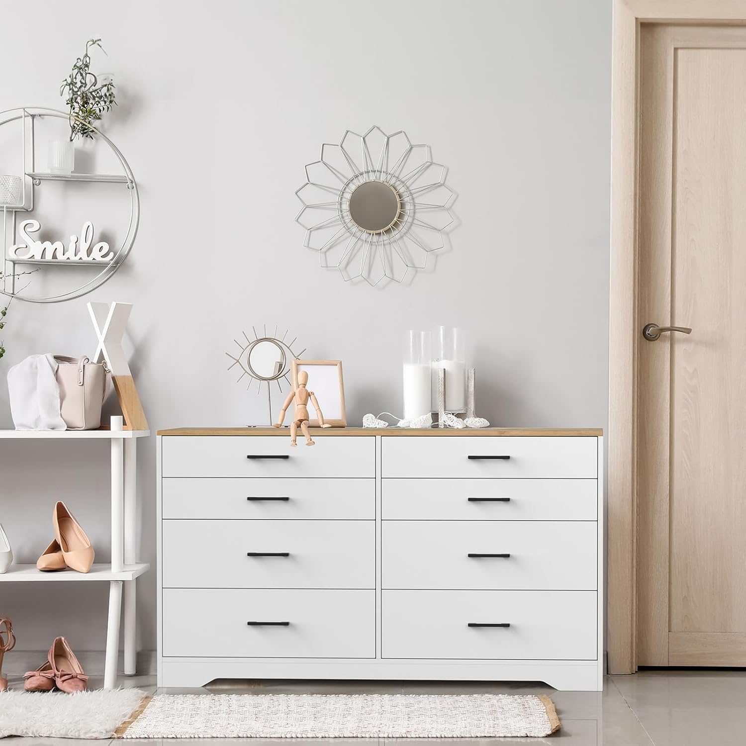 White 8 Drawer Wood Dresser L4277