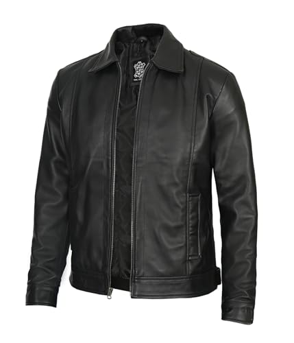 Real Lambskin Classic Vintage Style Leather Jacket R654091