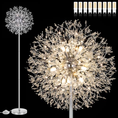 69'' Crystal Floor Lamp with K9 Crystals, Silver Chrome Y879891