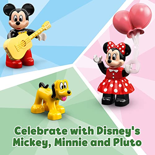 Mickey & Minnie Mouse Birthday Train Building Toy with Number Bricks, Cake and Balloons, for Ages 2+ V698