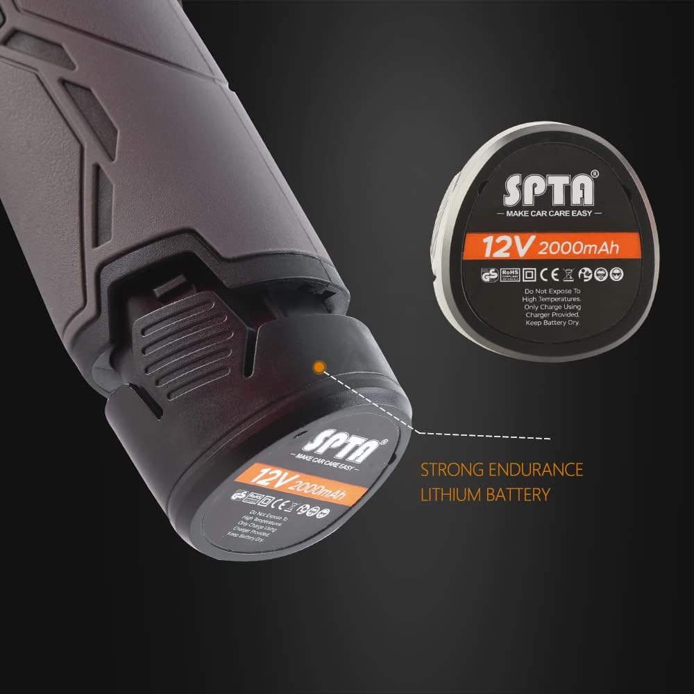 Cordless Car Buffer Polisher with 2Pcs 12V Lithium Rechargeable Battery Brushless Polisher, 2.0Ah T105657