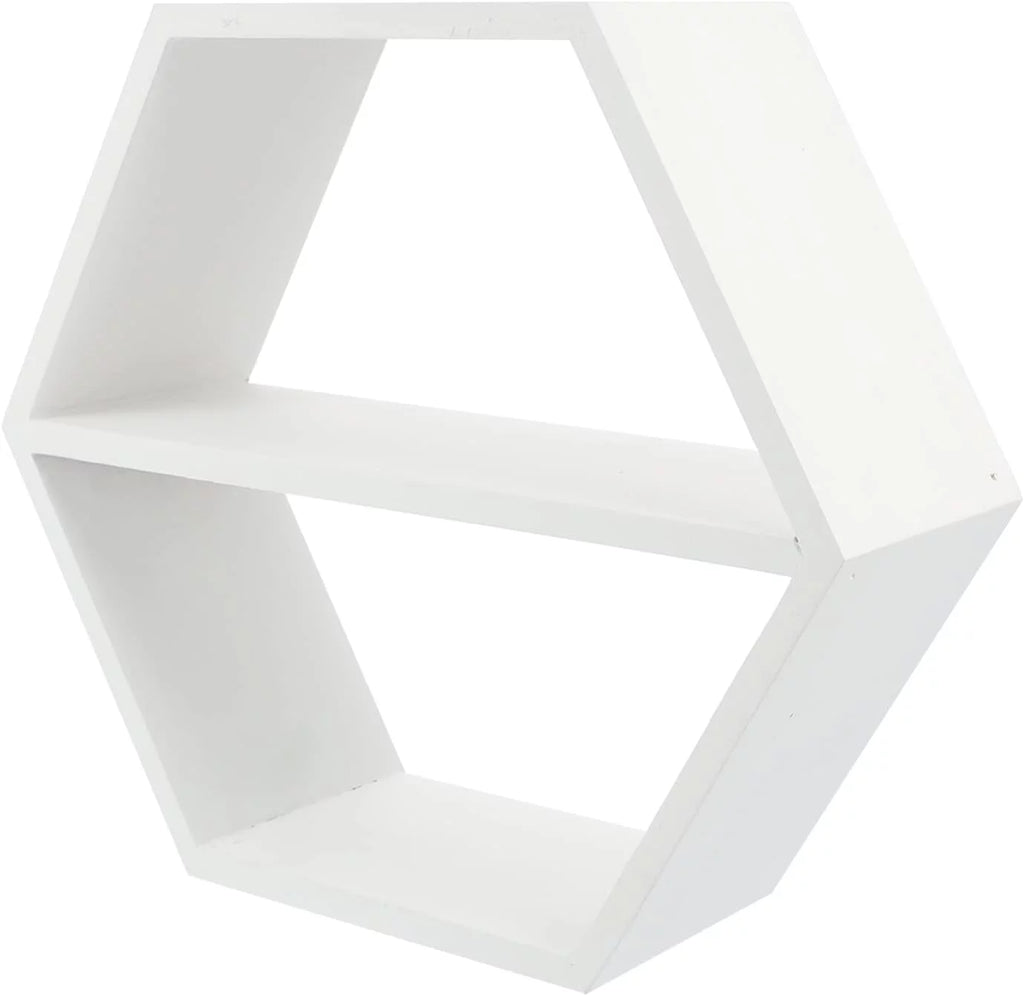 White Hexagon Floating Shelves K220970