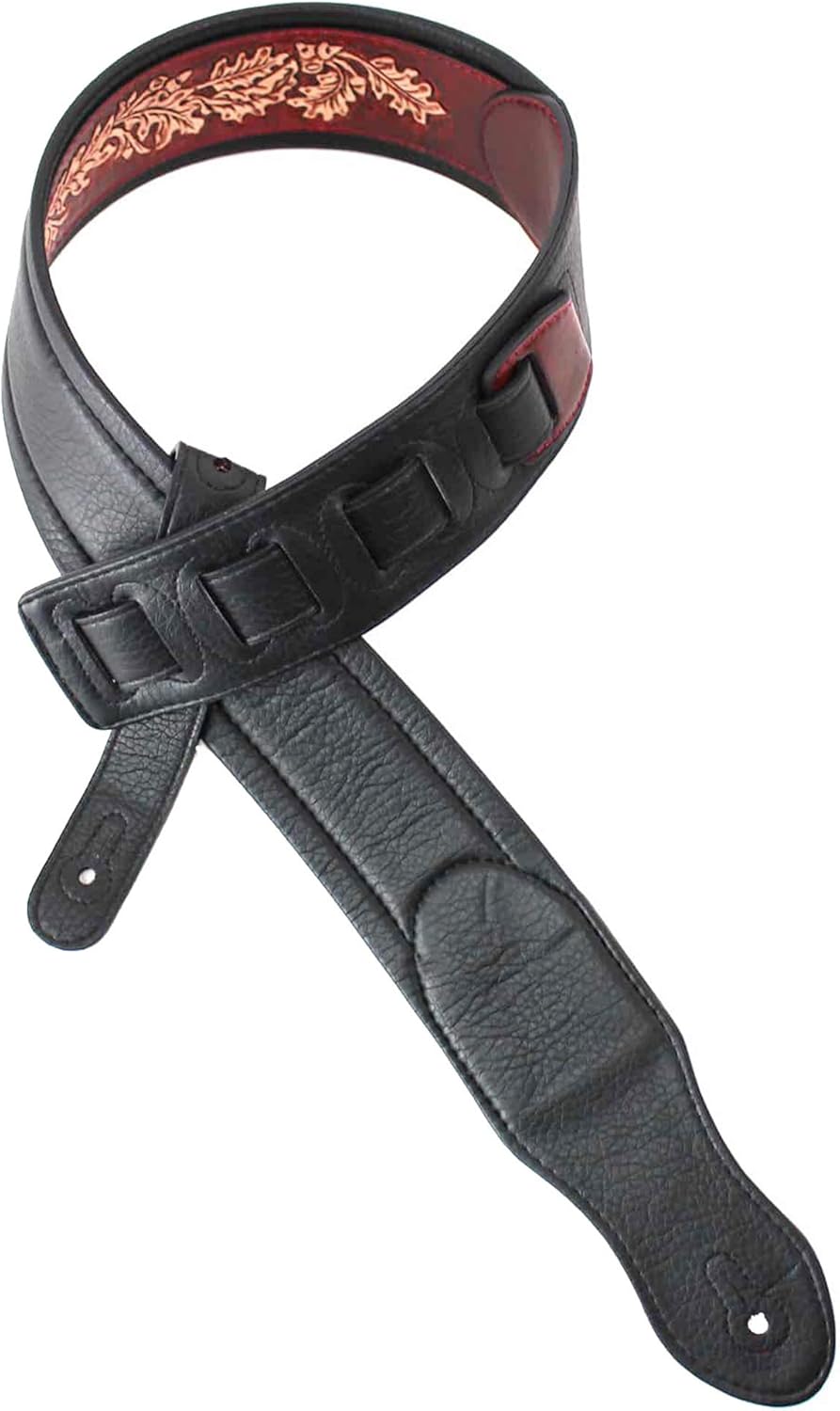Mahogany Brown Full Grain Leather Guitar Strap T783116