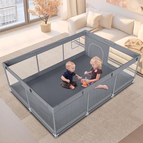 Extra Large 74" x 50" Baby Playpen with Breathable Mesh M116