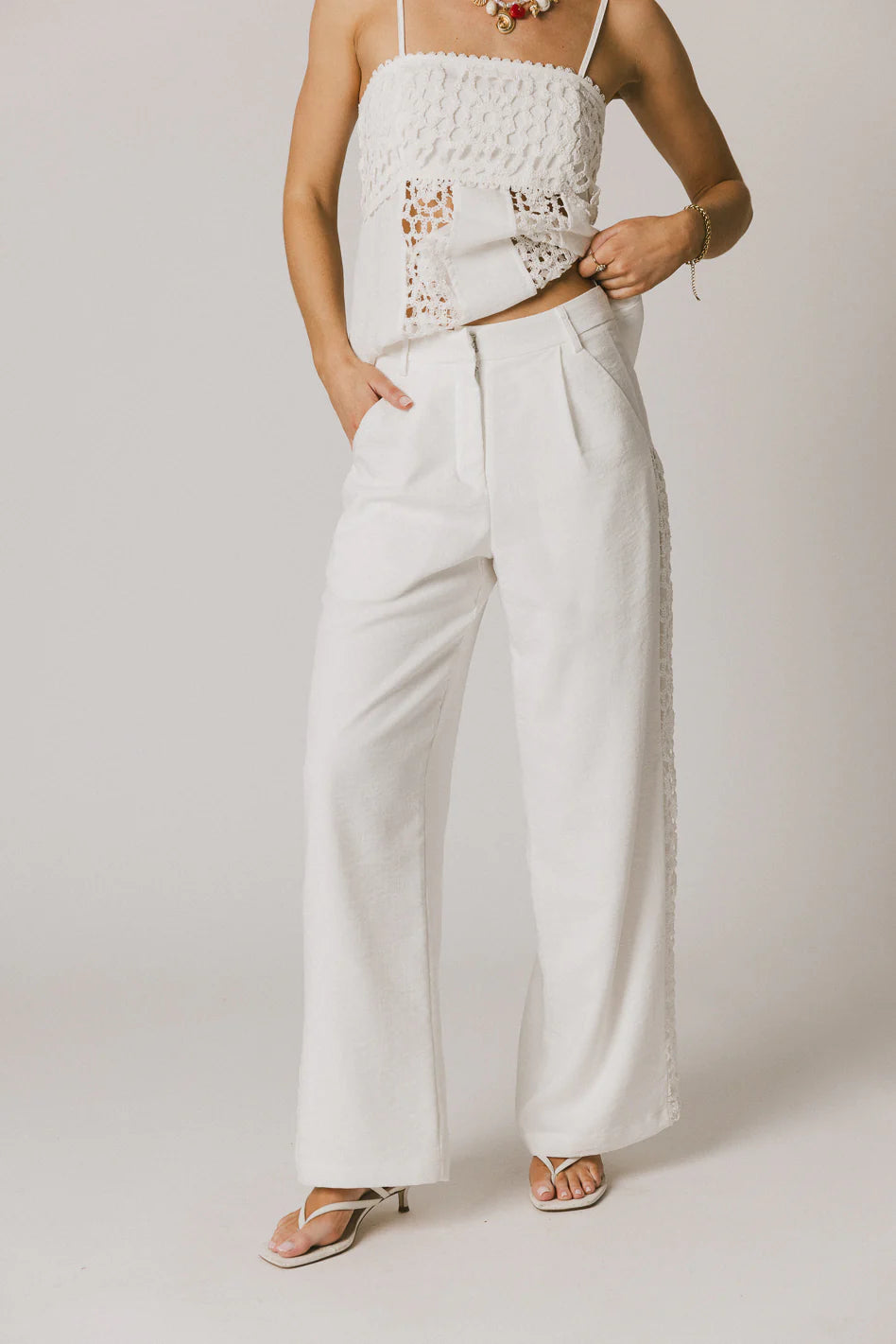 White Crochet Pants R176605
