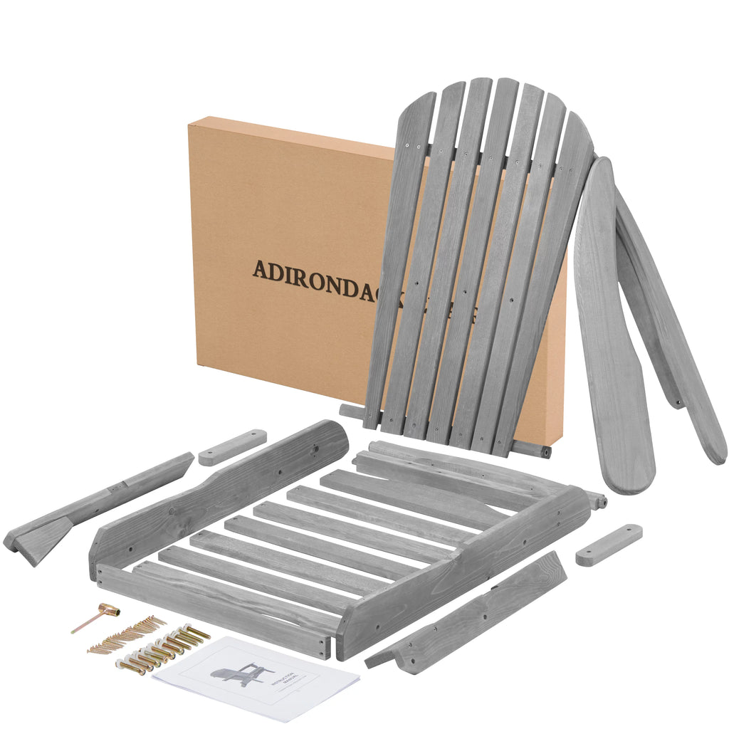 Gray Wooden Folding Adirondack Chair Set of 2 W632829