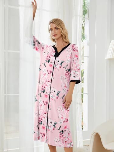 Moo Moo Nightgown House Dress Zip up Robes Long Lounge Dress House Coat N865244