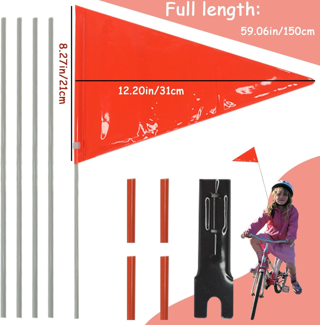 Reflective Adjustable Height Bicycle Safety Flag with Mounting Bracket S9427
