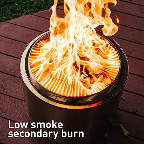 Portable Smokeless Fire Pit with Stand, Woktop & Hub, Stainless Steel/Cast Iron, 22in x 14.25in T675899