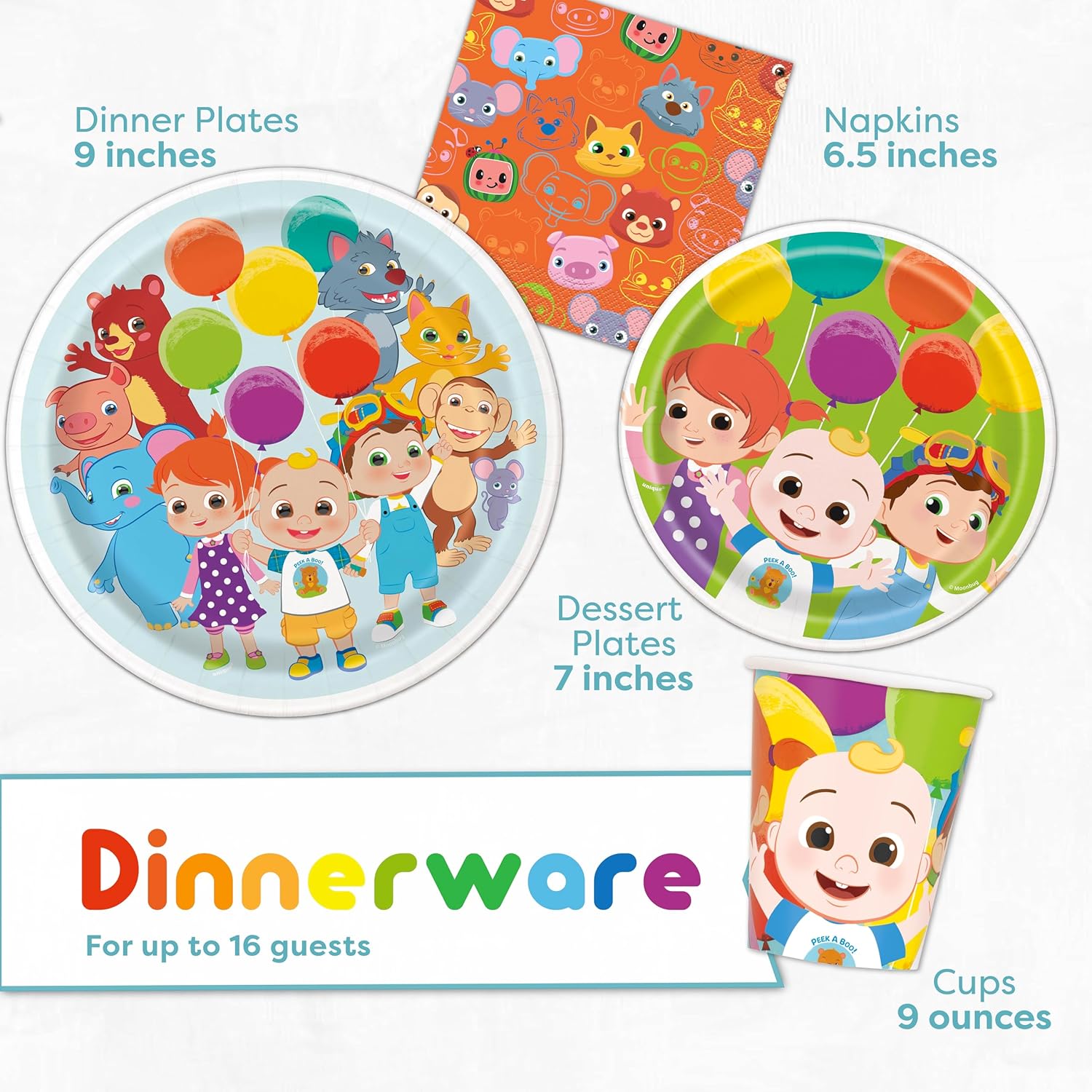 Party Supplies Set Serves 16 Guests with Banner, Table Cover, Plates, Napkins, Cups and Sticker T3316