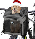 Dog Bike Basket Carrier with Reflective Strips and 2 Side Storage Pockets D4105