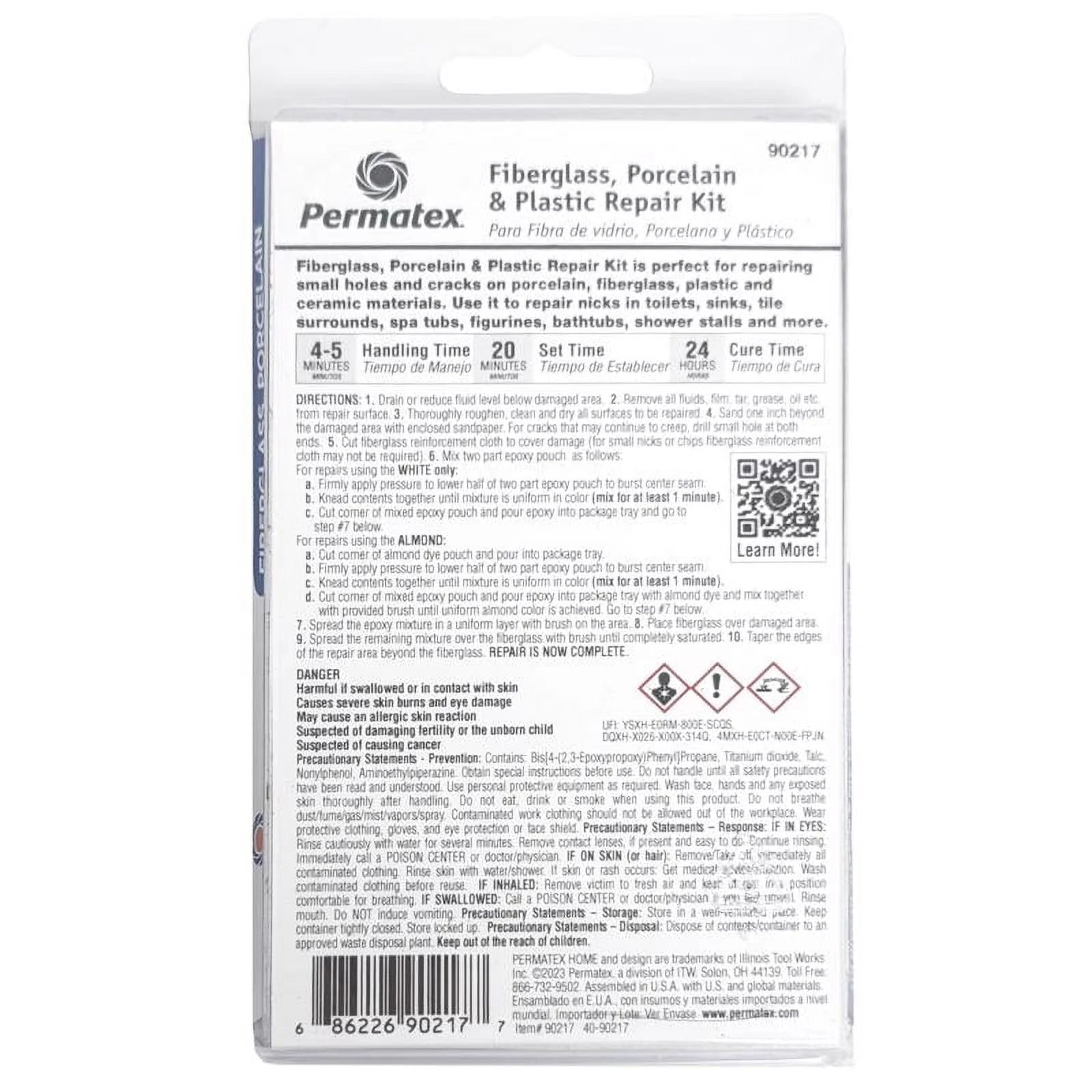 1.06 Oz. Fiberglass, Porcelain & Plastic Epoxy Repair Kit U6189