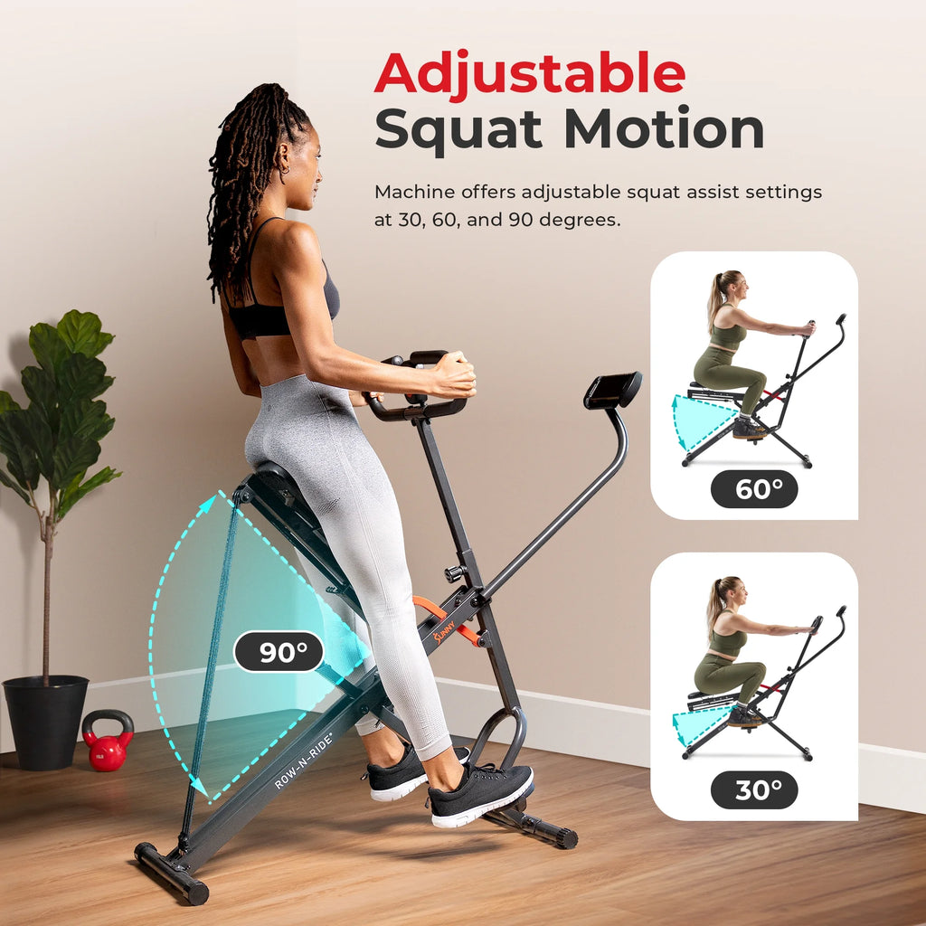 Smart Upright Row-N-Ride Exerciser, Squat Assist Trainer with Adjustable Resistance, Foldable F8828