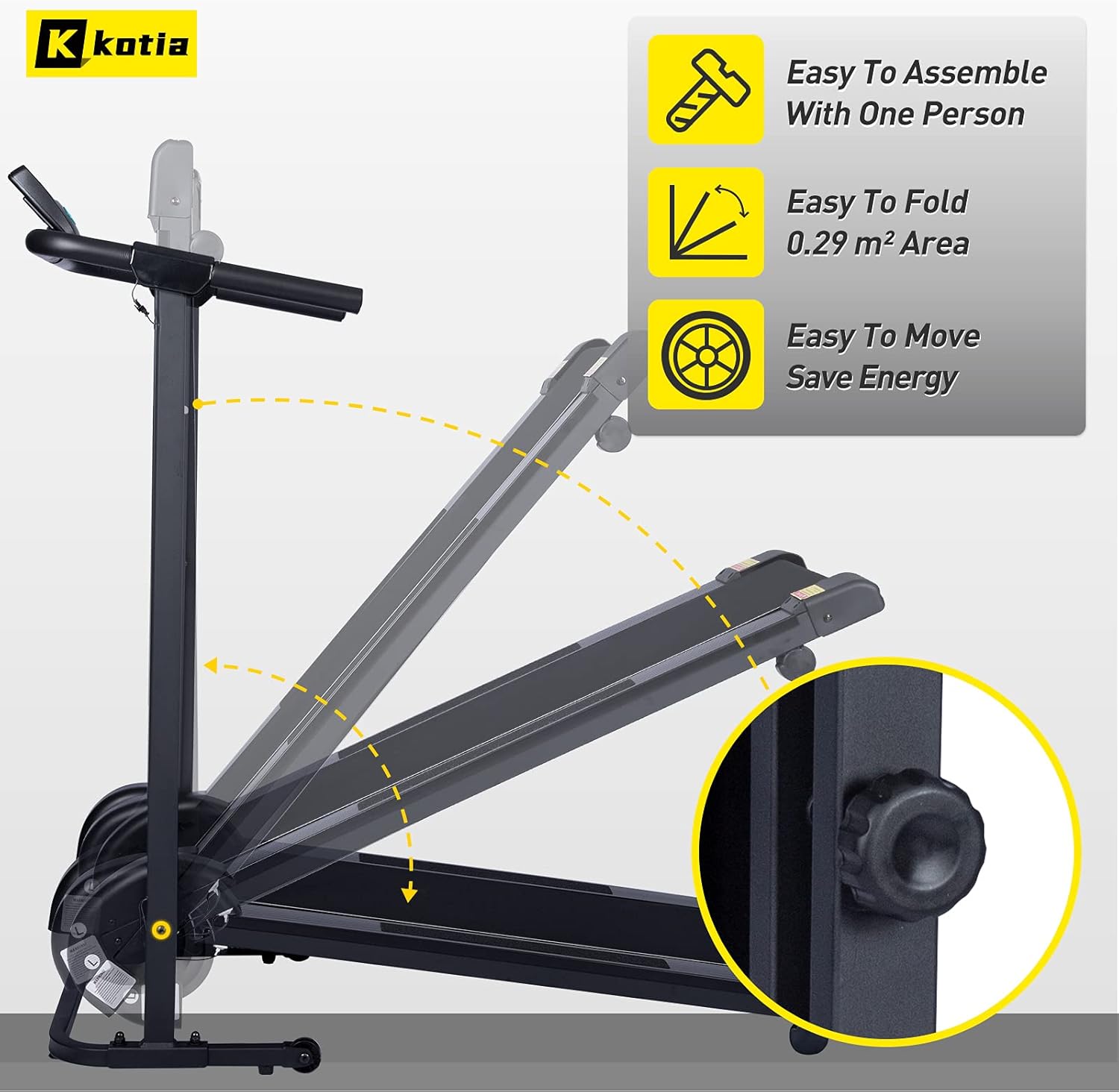 Manual Treadmill Non Electric with 10° Incline Small Foldable J9202