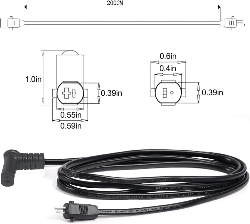 2-Pin Power Adapter with Extension L Shape Cable Cord for Lift Chair I87723