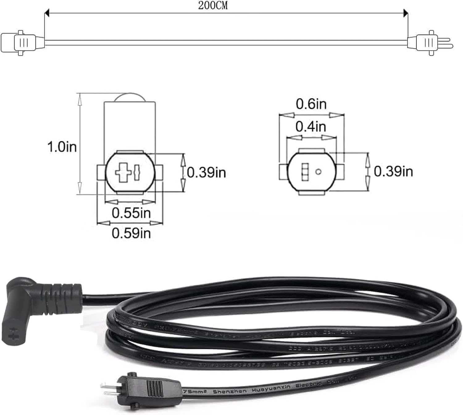 2-Pin Power Adapter with Extension L Shape Cable Cord for Lift Chair I87723
